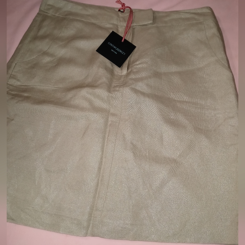 NWT Cynthia Rowley Shinny Khaki Skirt